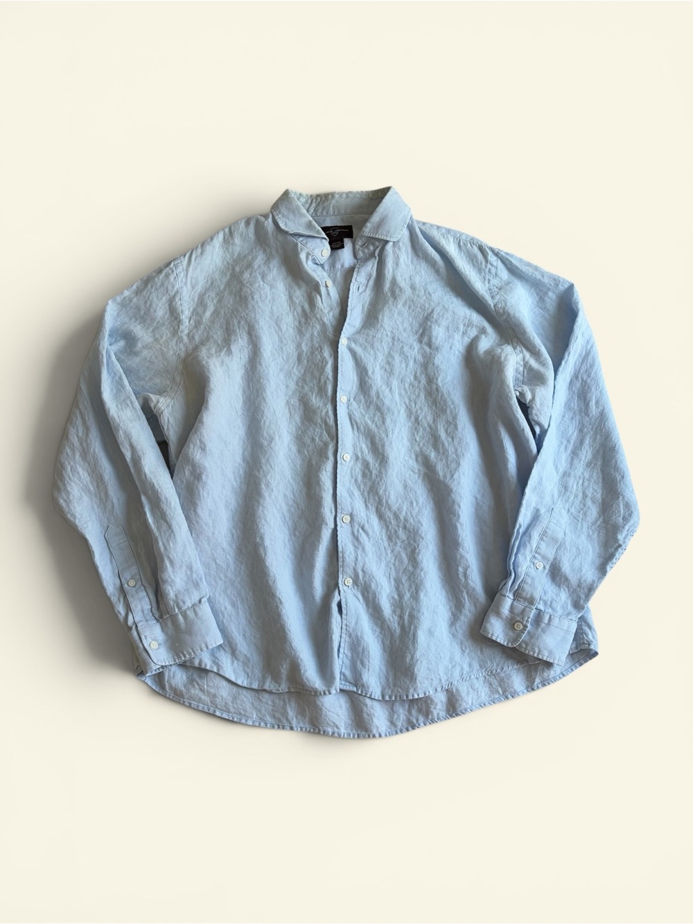 Black Brown 1826 Light Blue 100% Linen Button Down Shirt Coastal Minimalist XXL